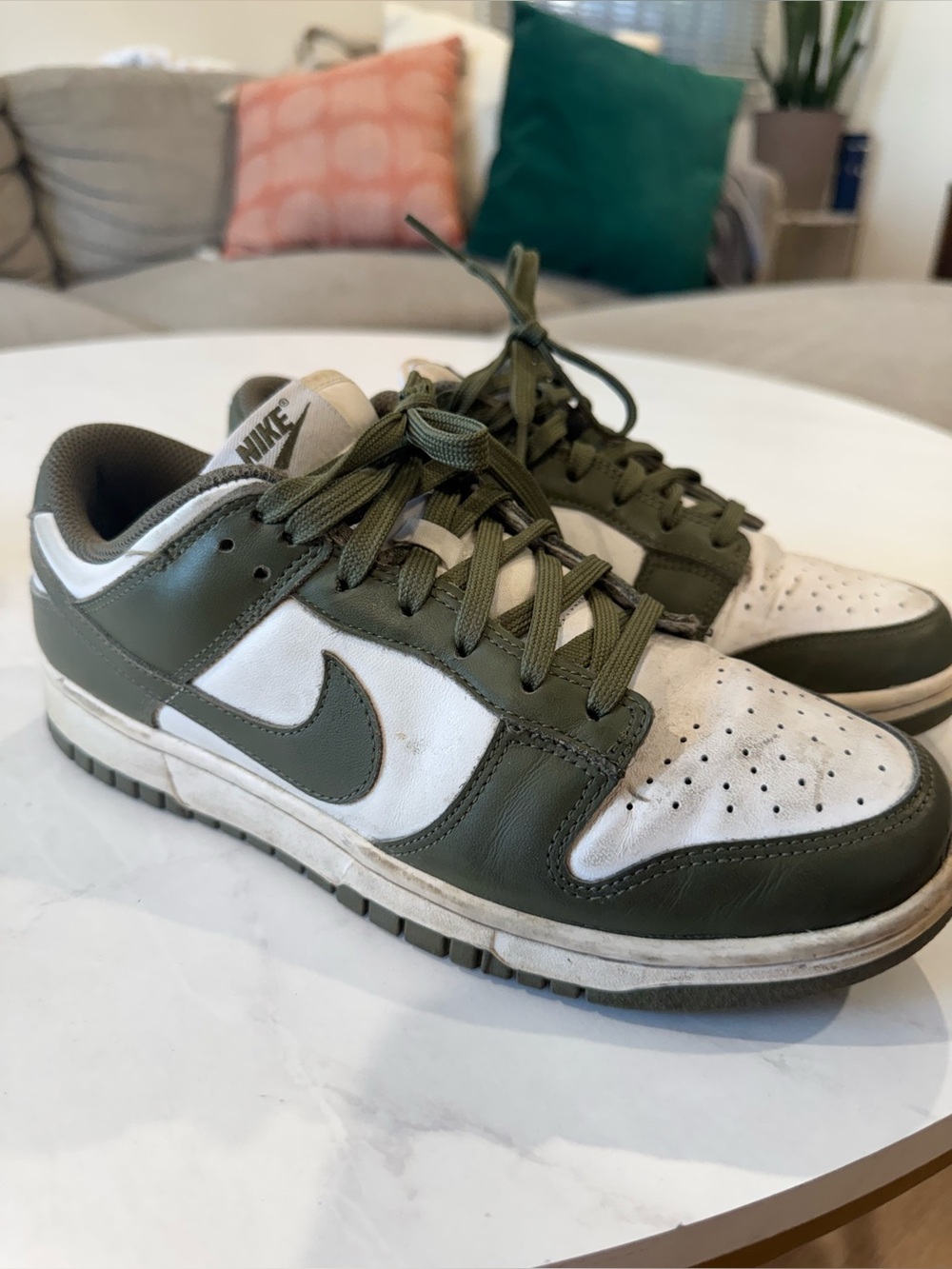 Nike Low-Top Sneakers in Olive Green and White